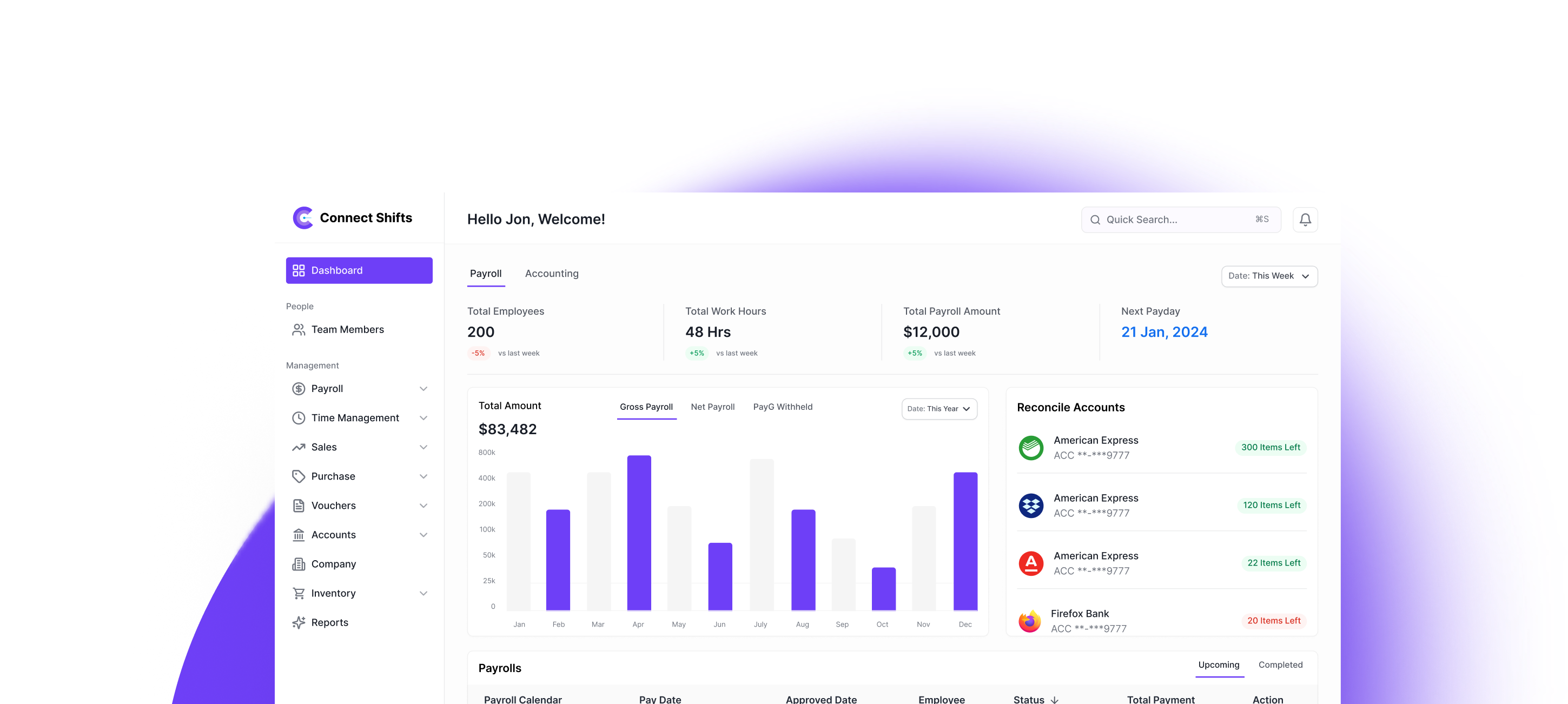 Picture of the dashboardPay